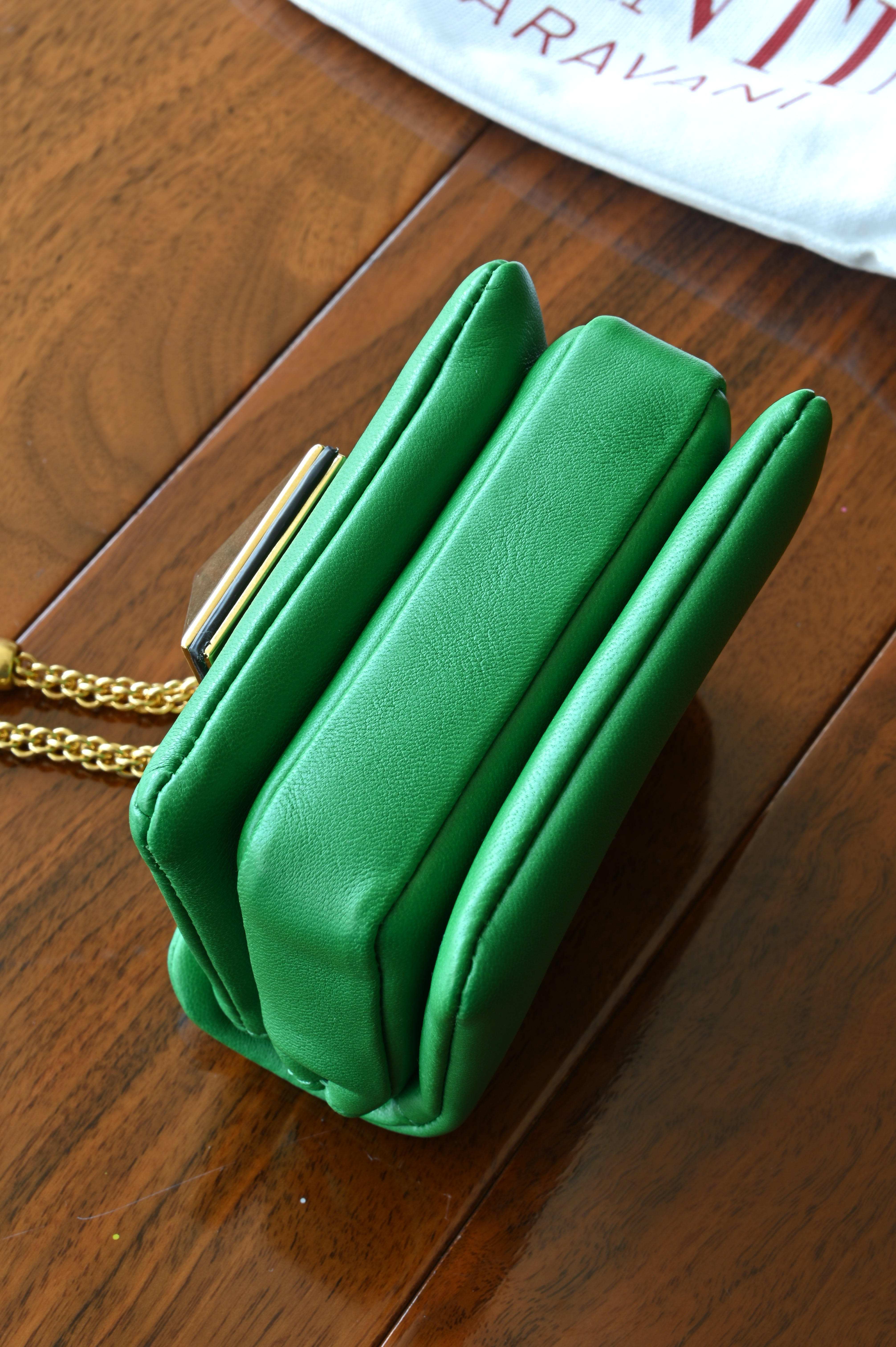 Valentino Garavani One Stud Green Micro Shoulder Bag bottom