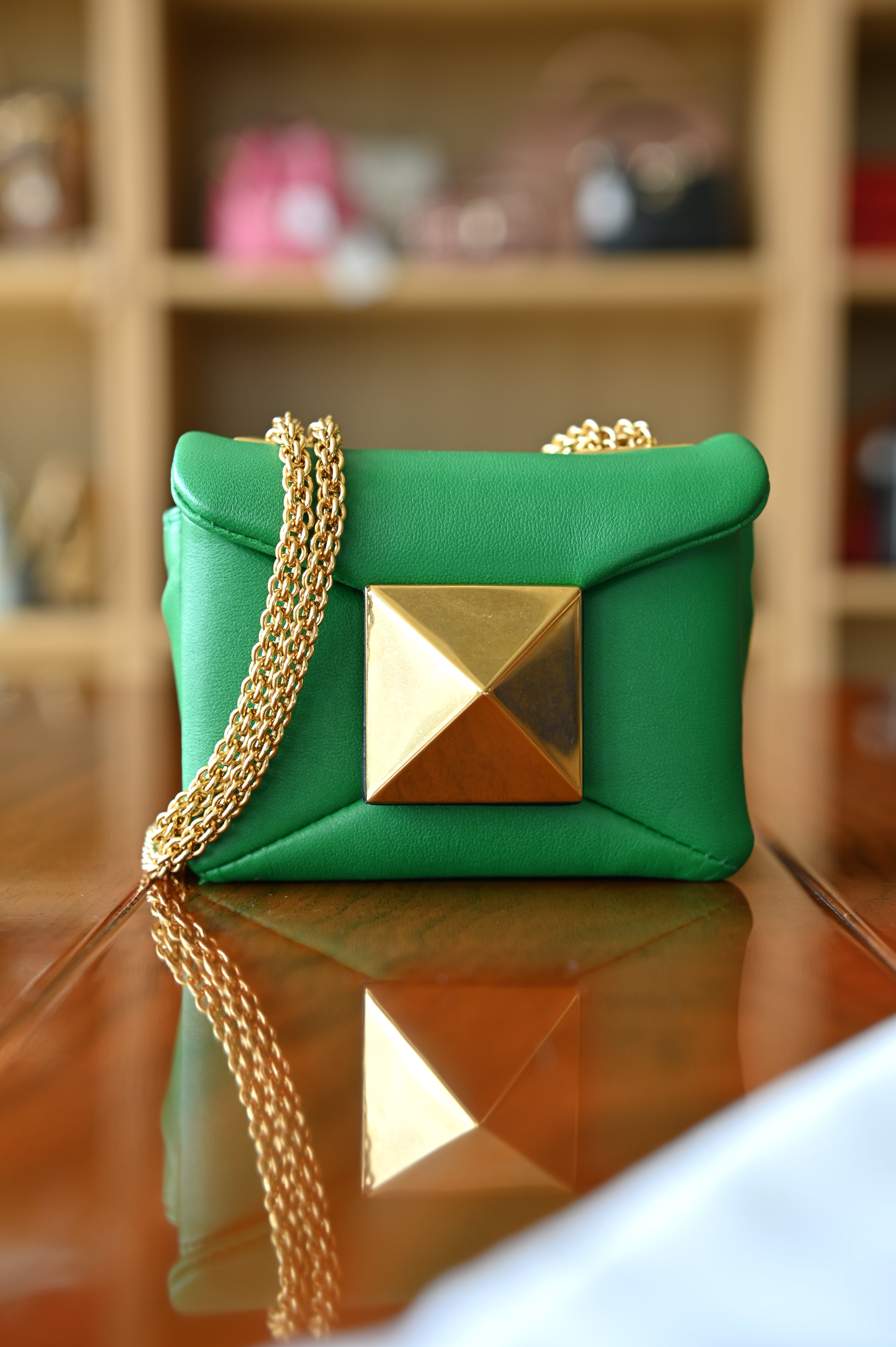 Valentino Garavani One Stud Green Micro Shoulder Bag strap