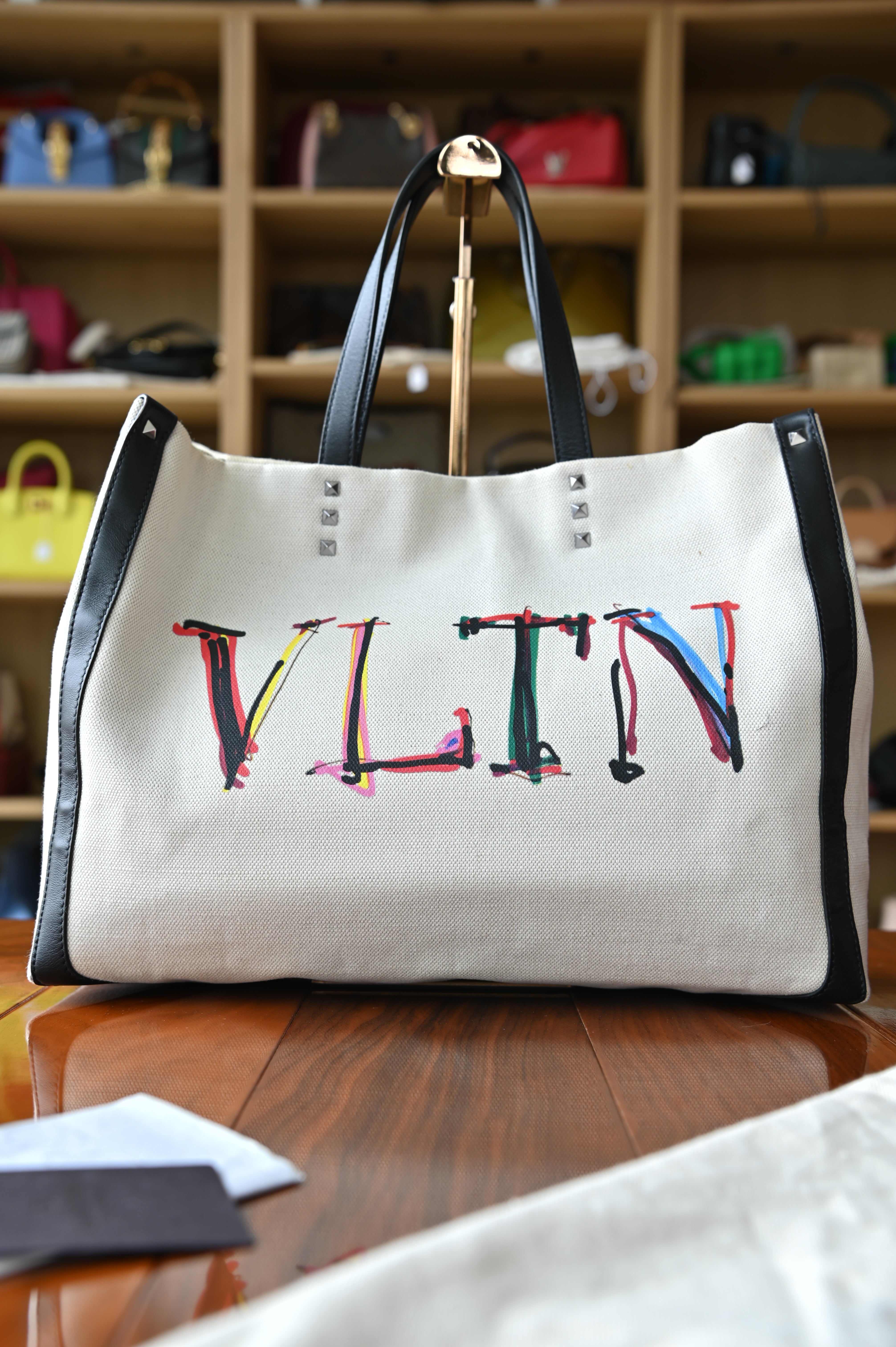 Valentino Garavani VLTN Graph Canvas Large Tote Bag
