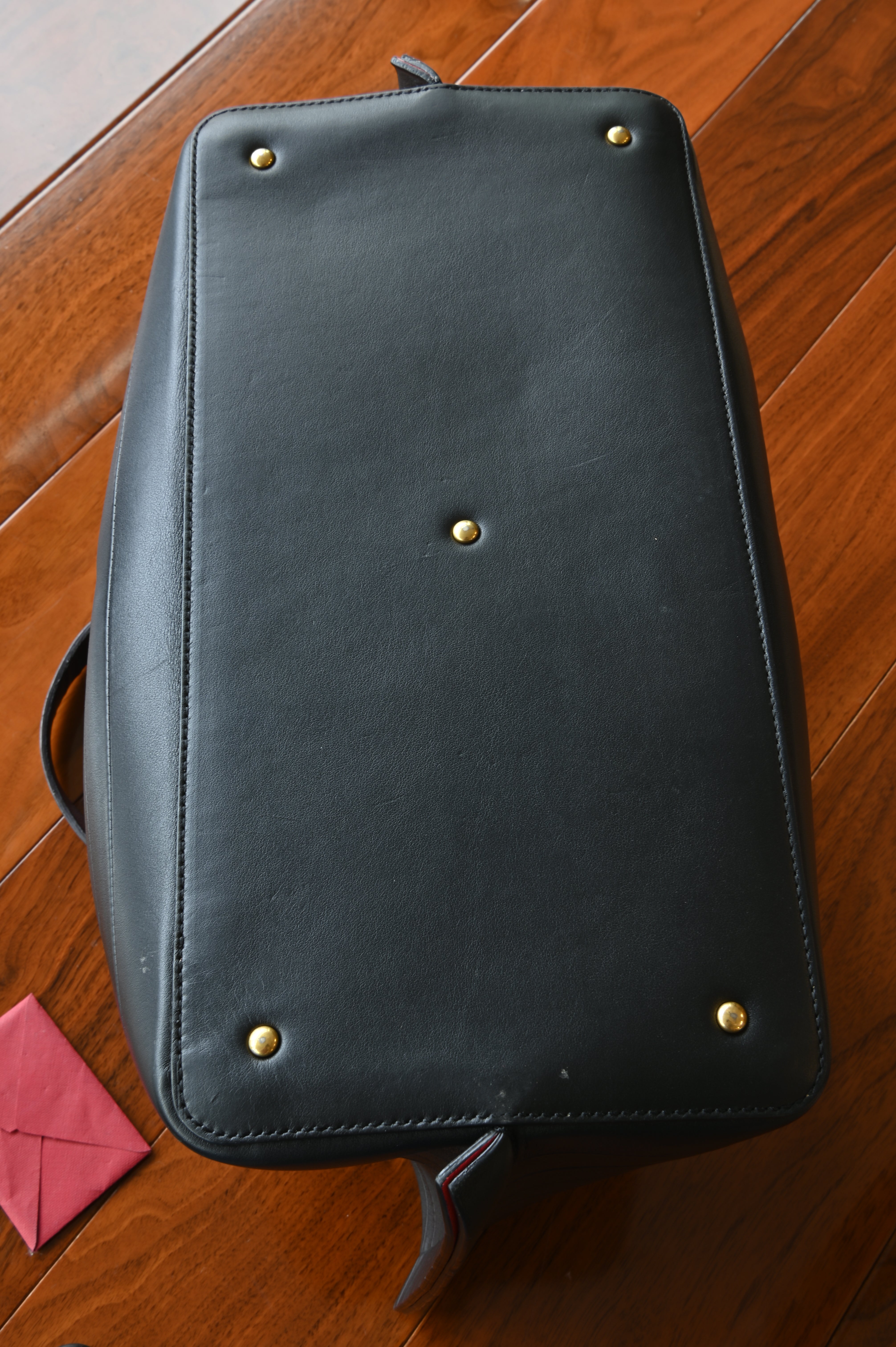 Valentino Garavani VLogo Black Gold Tote Bag bottom