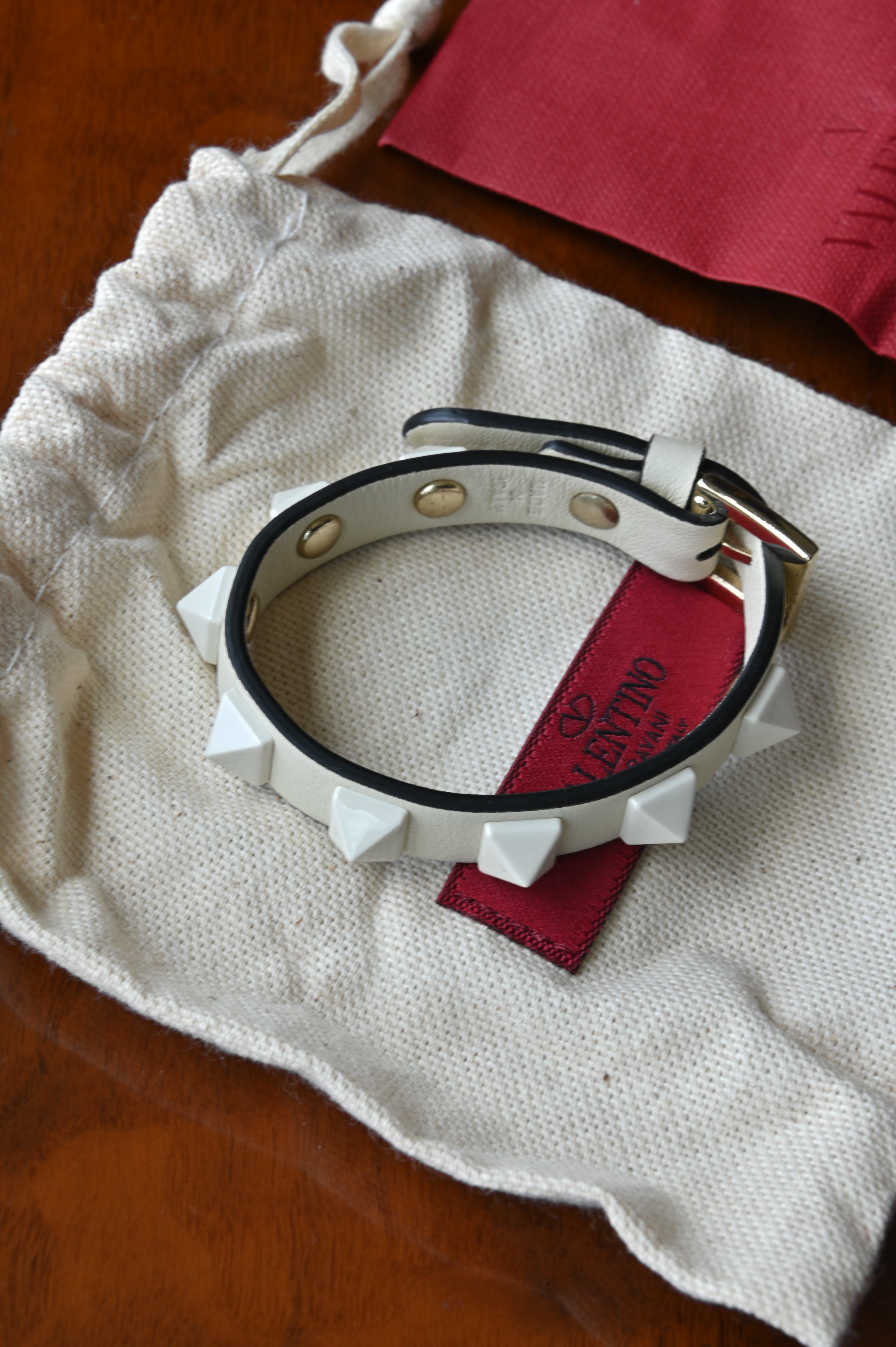 Valentino Garavani White Rockstud leather bracelet