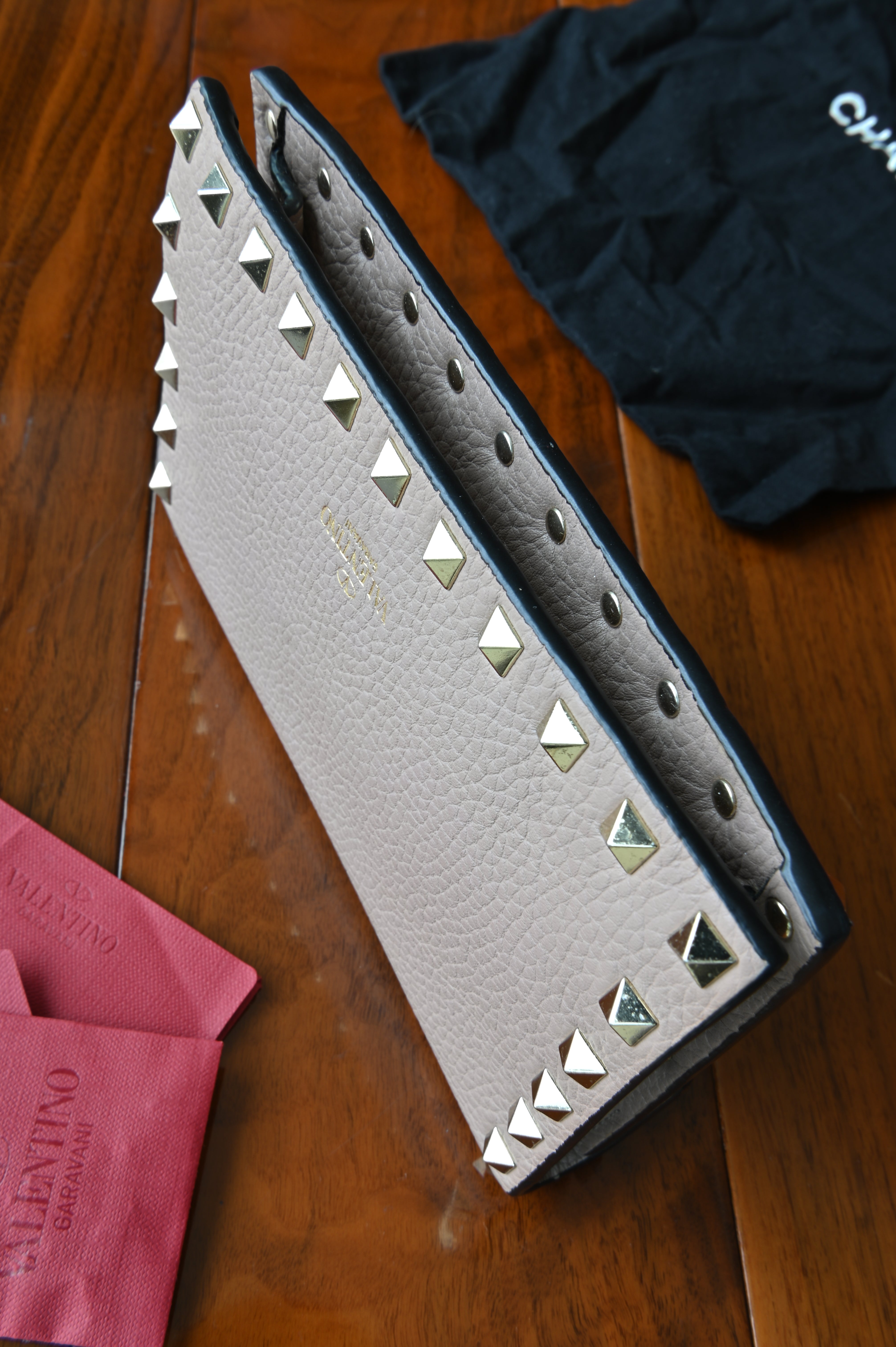 Valentino Grey Rockstud Grainy Calfskin Bag bottom