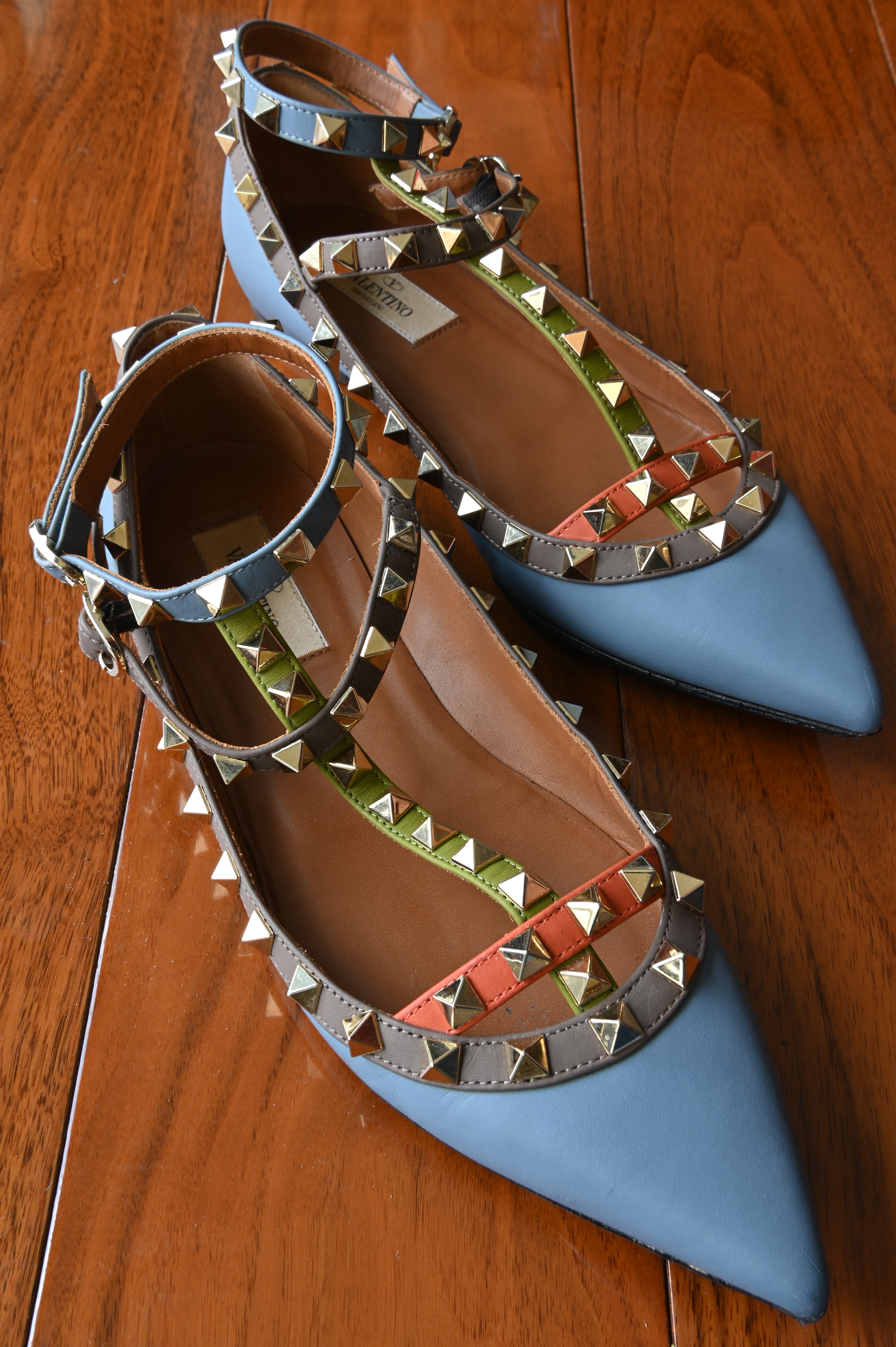Valentino Rockstud Blue Cage Flats