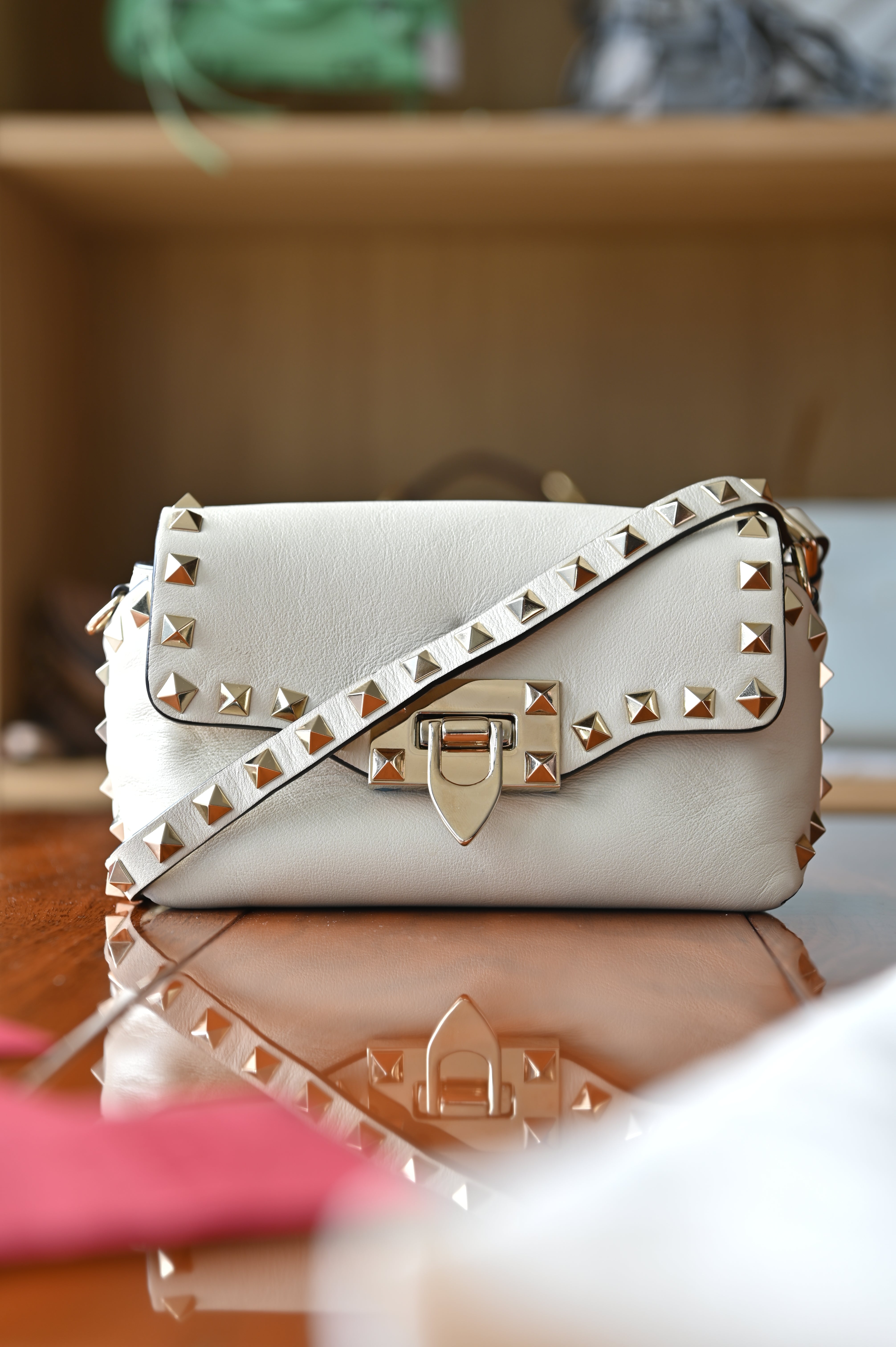 Valentino Small Rockstud Grainy Calfskin Crossbody Bag strap