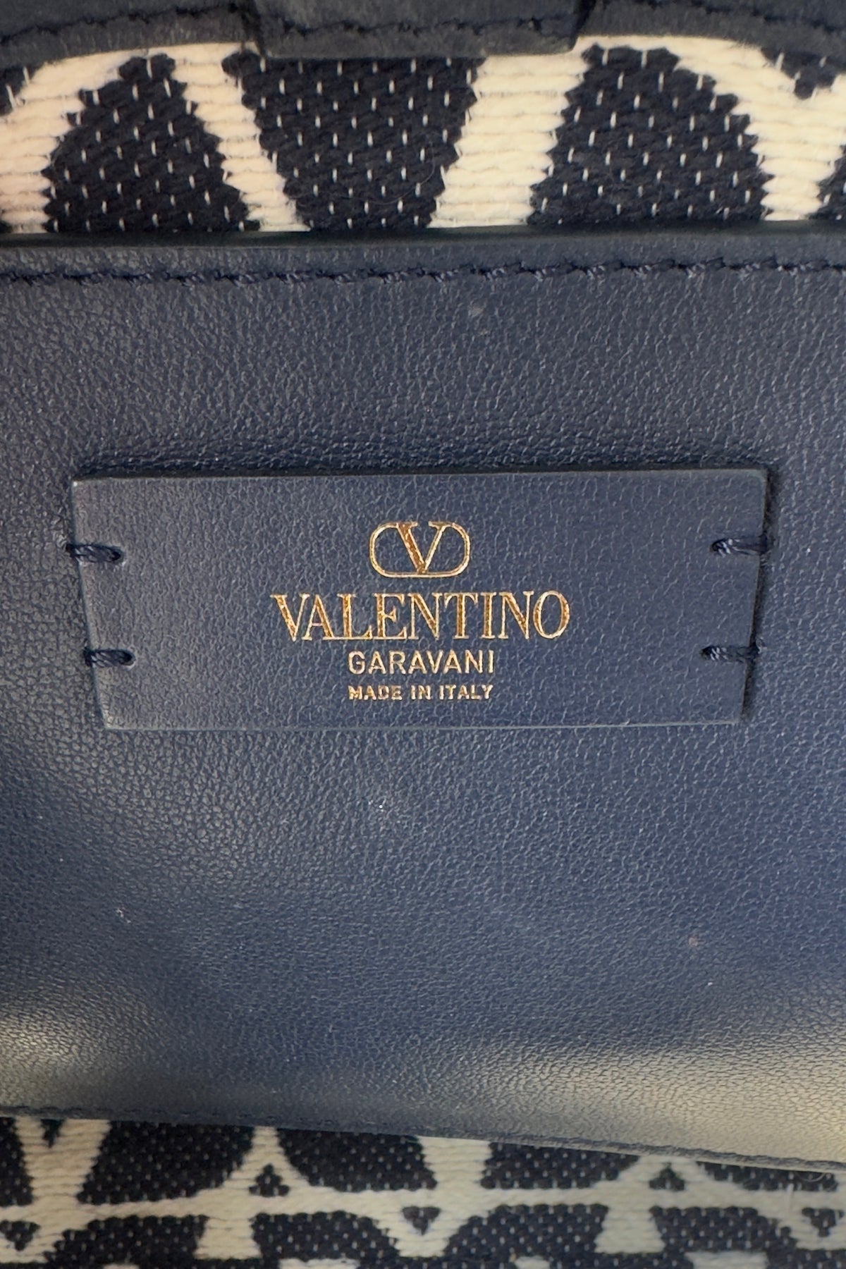 Valentino White Blue VLogo Small Tote Bag logo