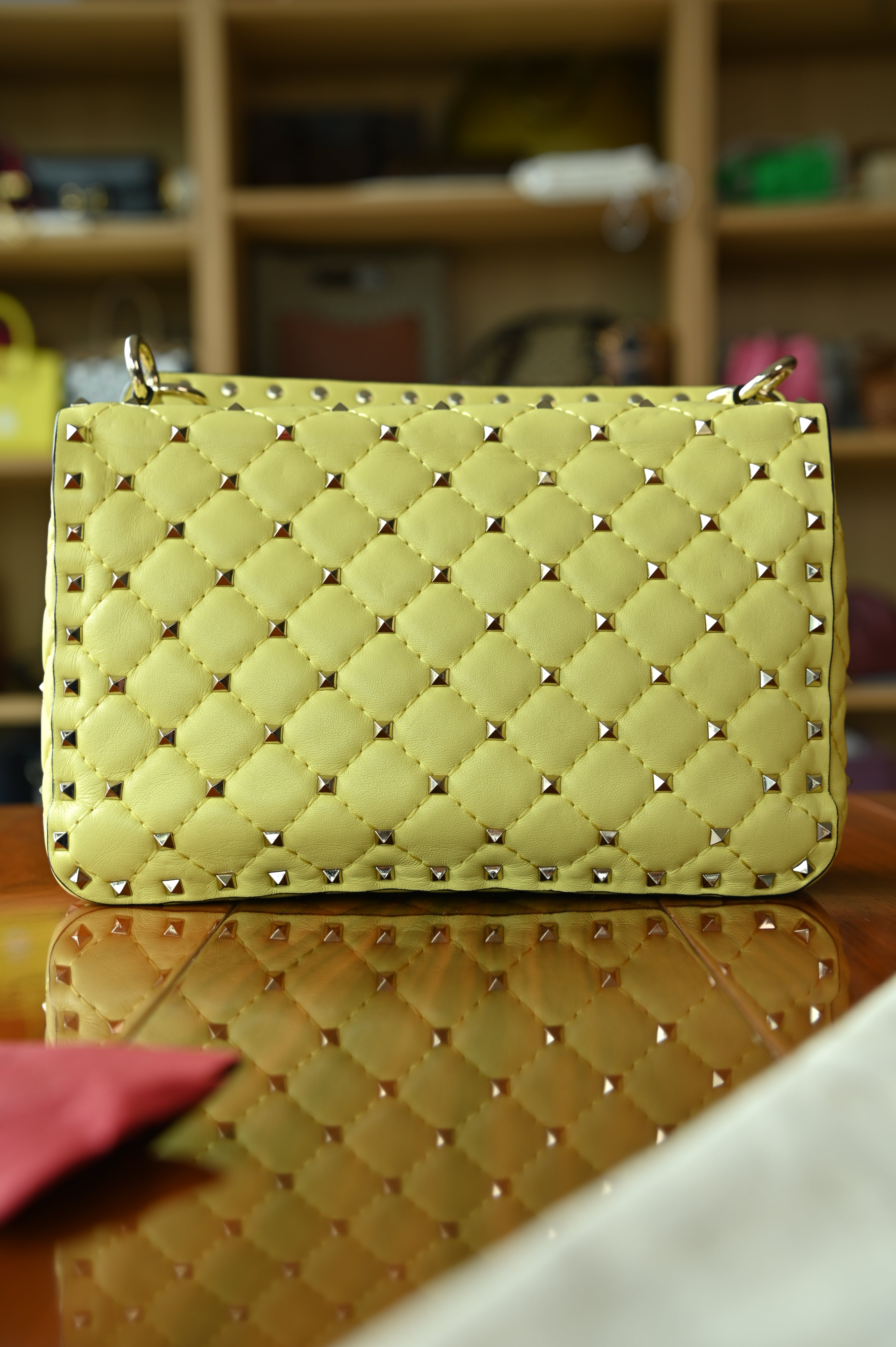 Valentino Yellow Rockstud Crossbody Bag back