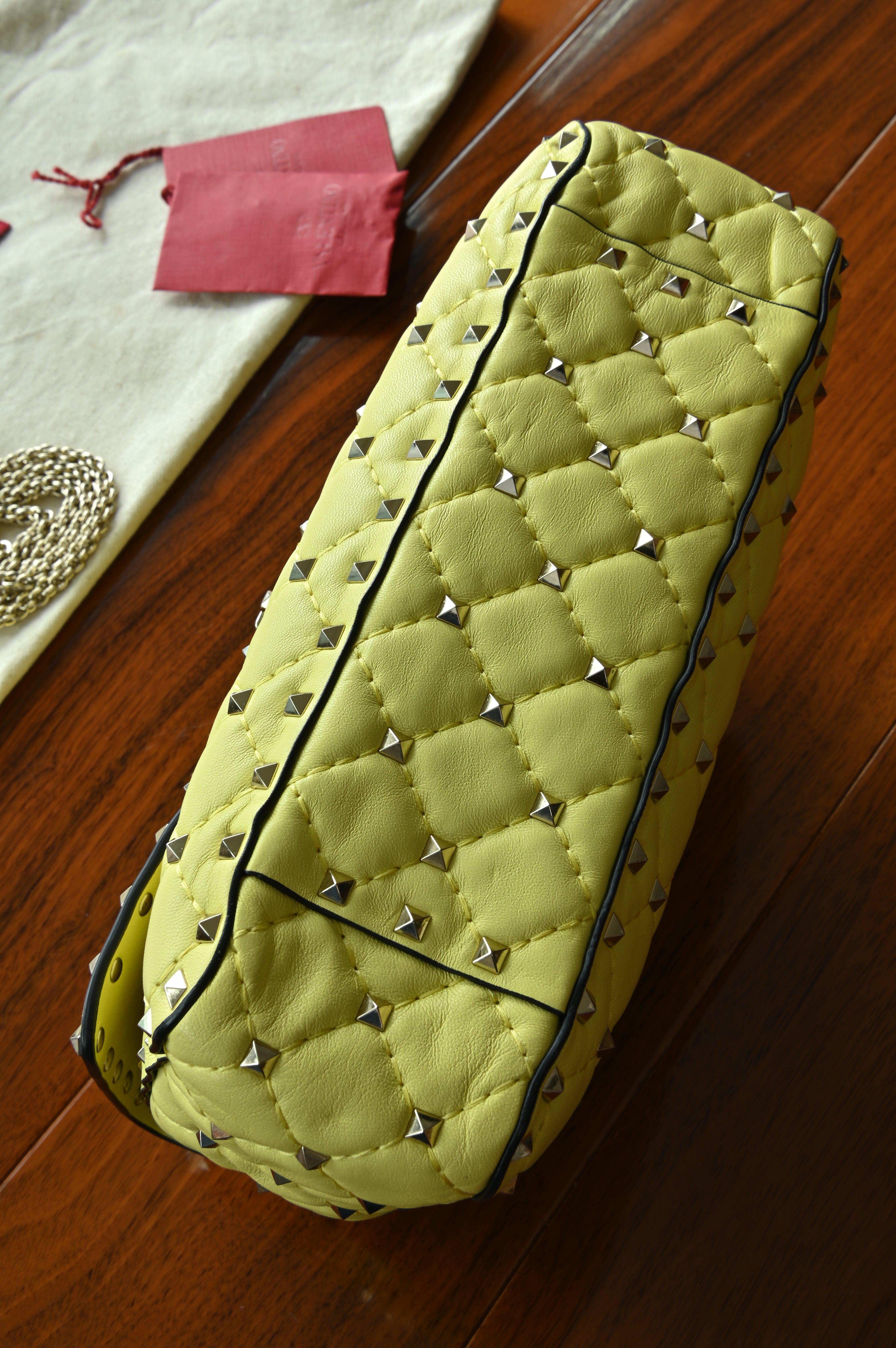 Valentino Yellow Rockstud Crossbody Bag bottom