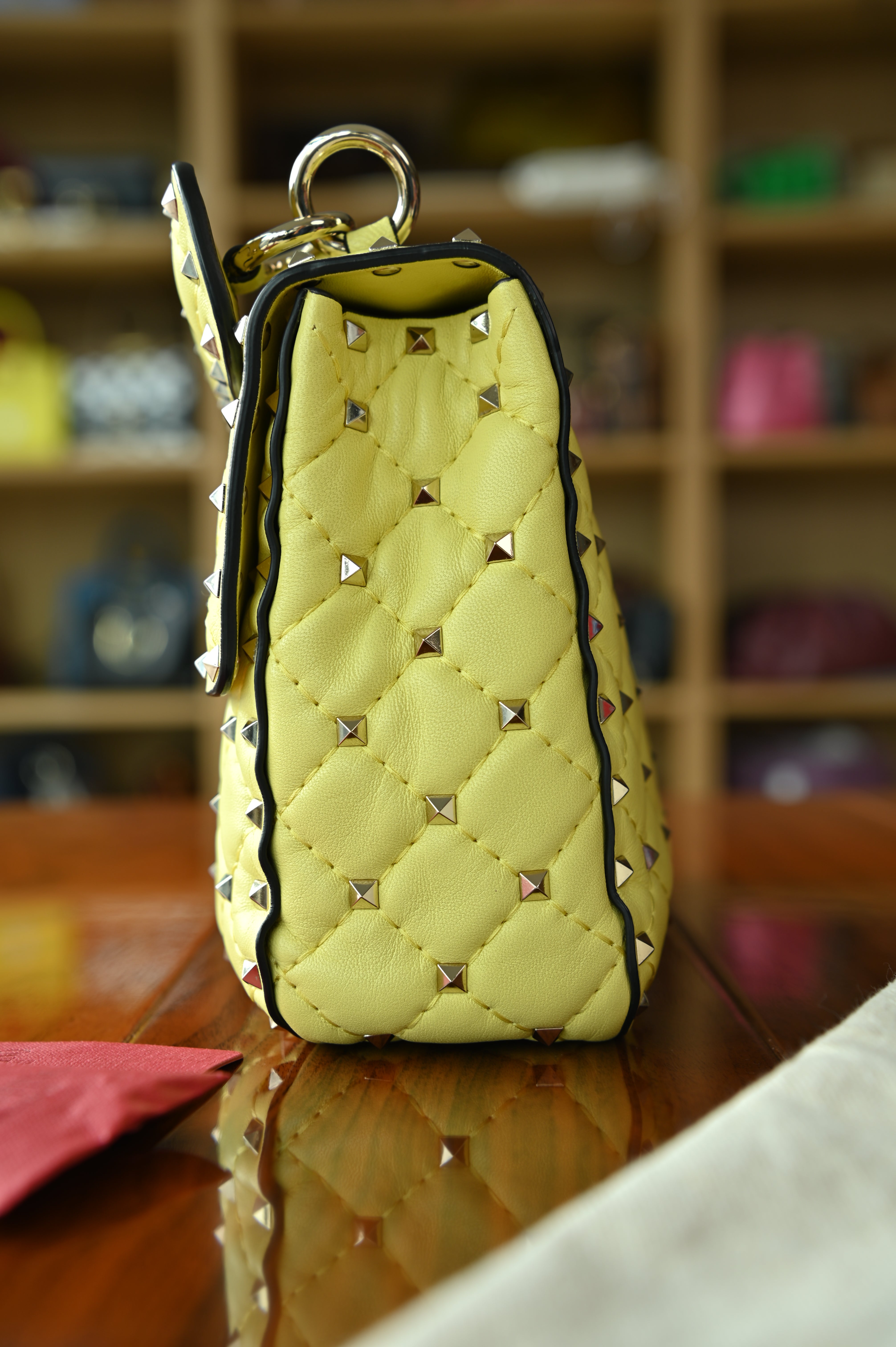 Valentino Yellow Rockstud Crossbody Bag side