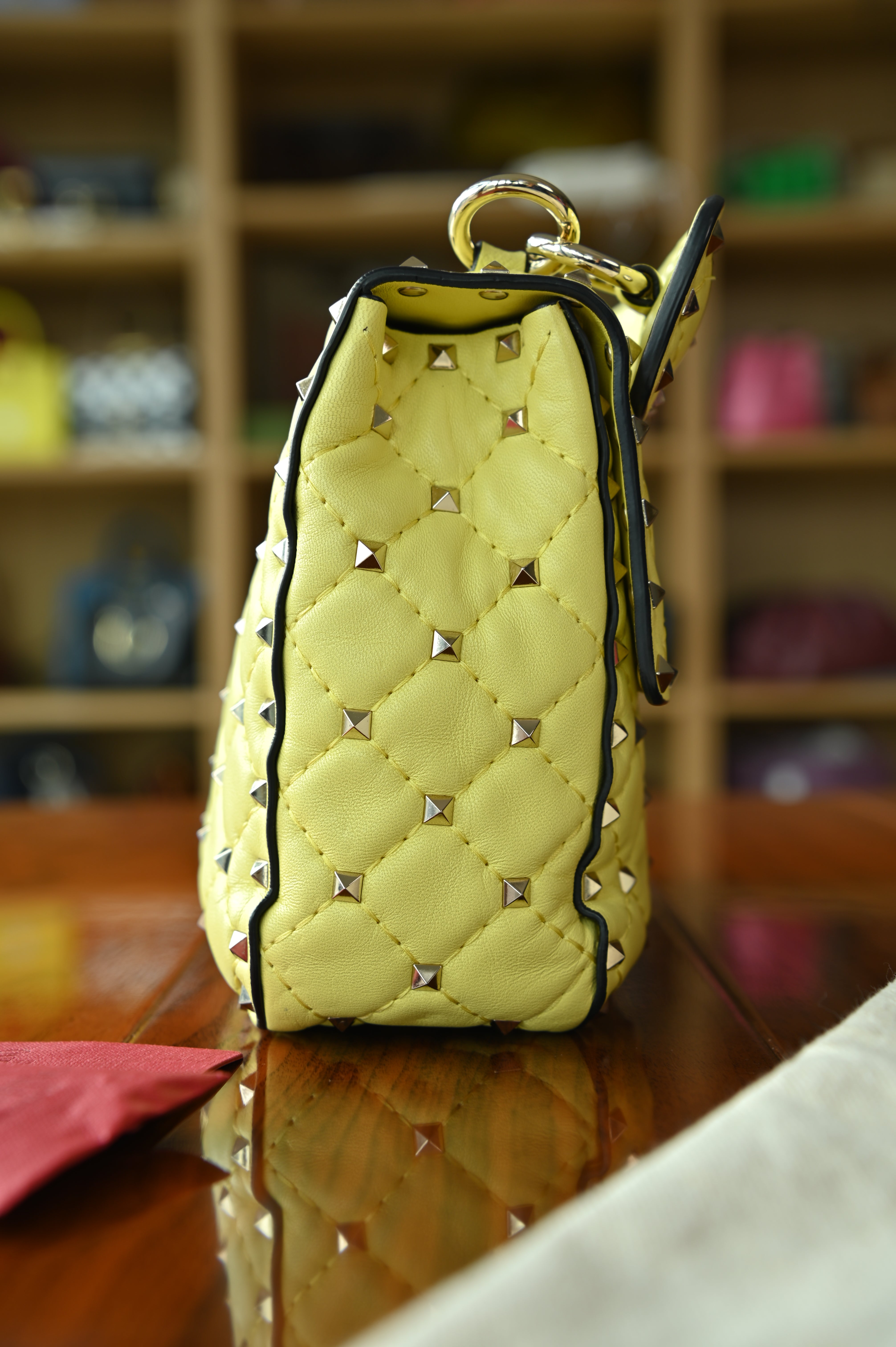 Valentino Yellow Rockstud Crossbody Bag side two