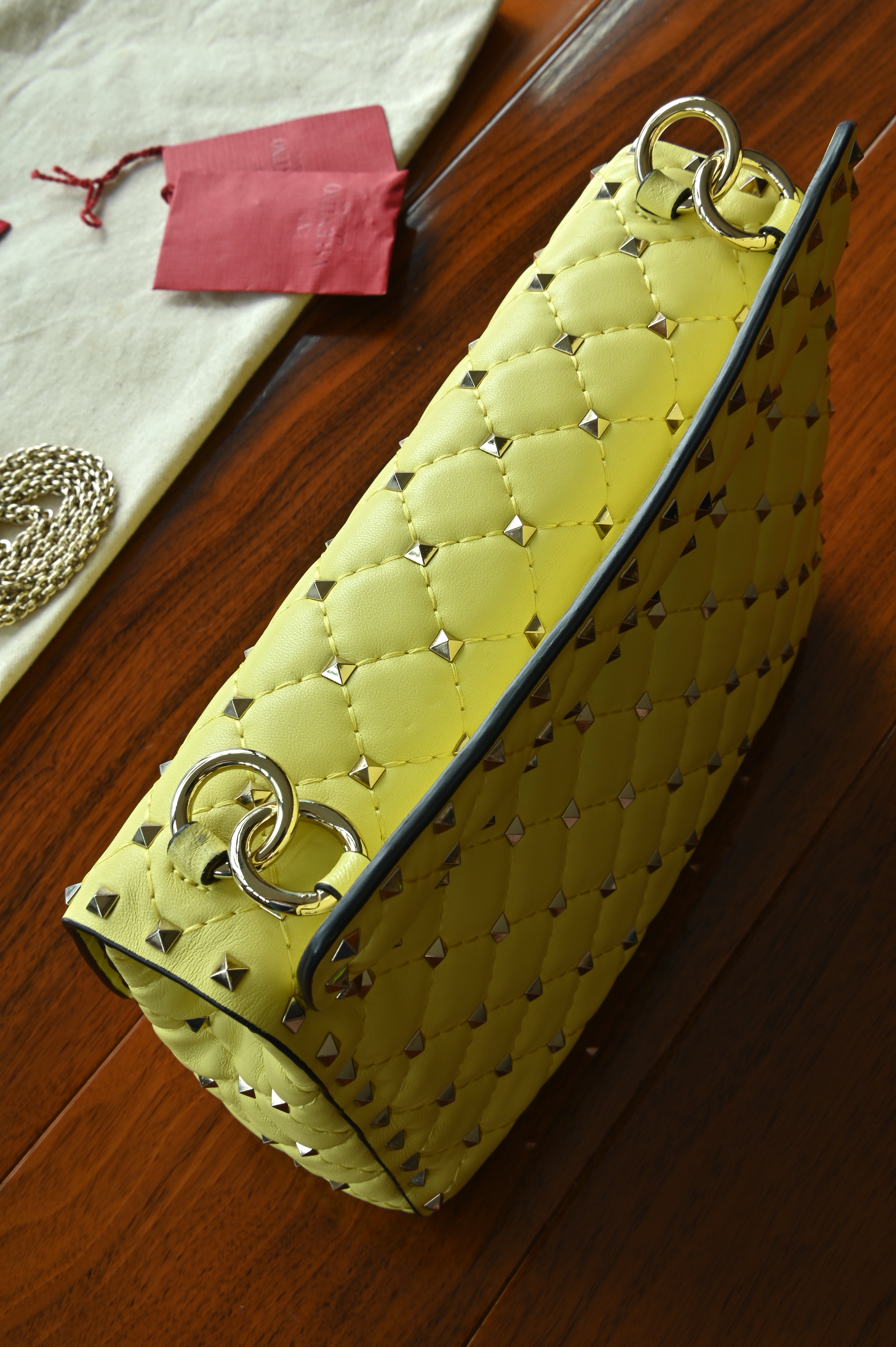 Valentino Yellow Rockstud Crossbody Bag top
