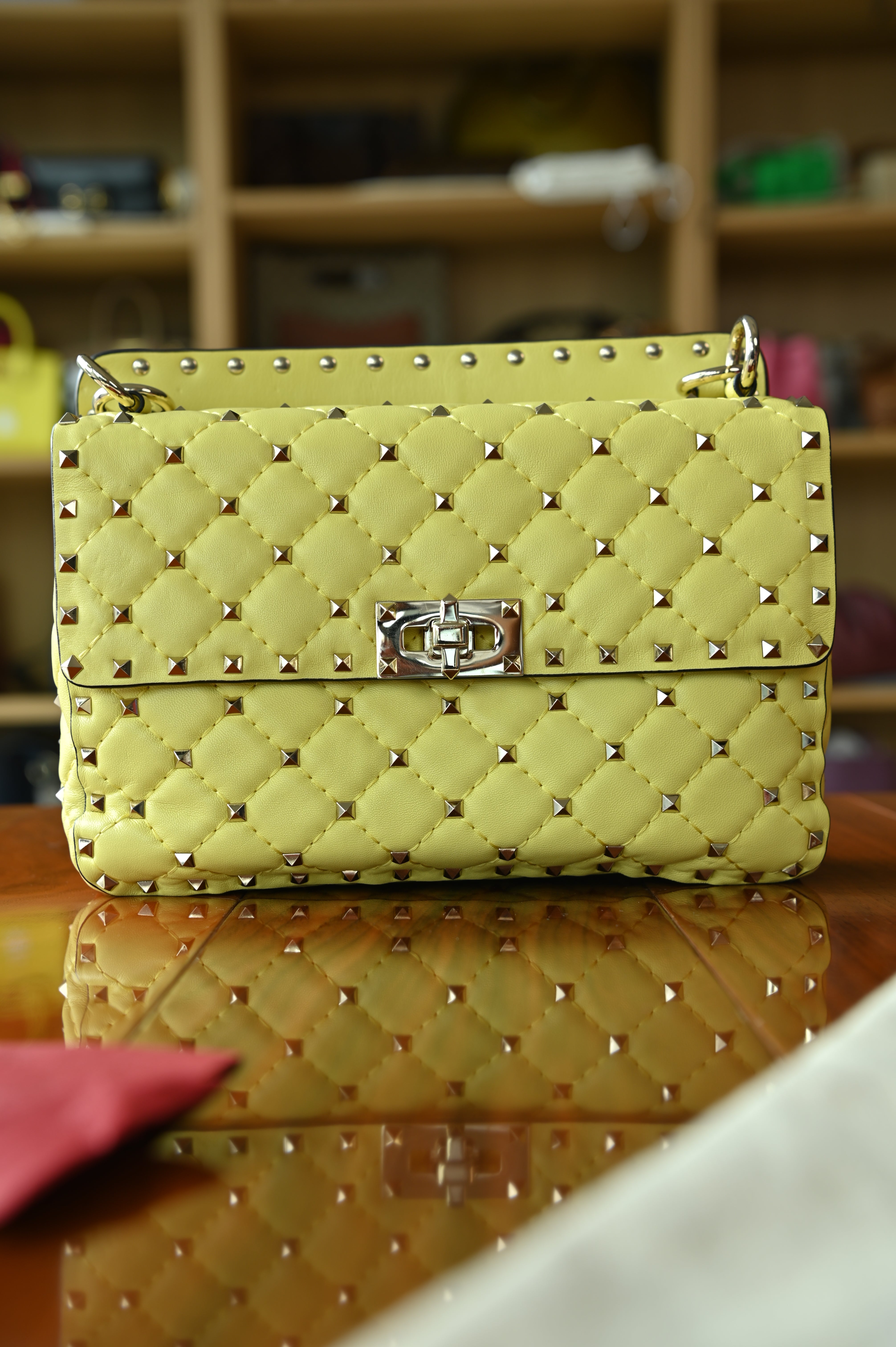 Valentino Yellow Rockstud Crossbody Bag two