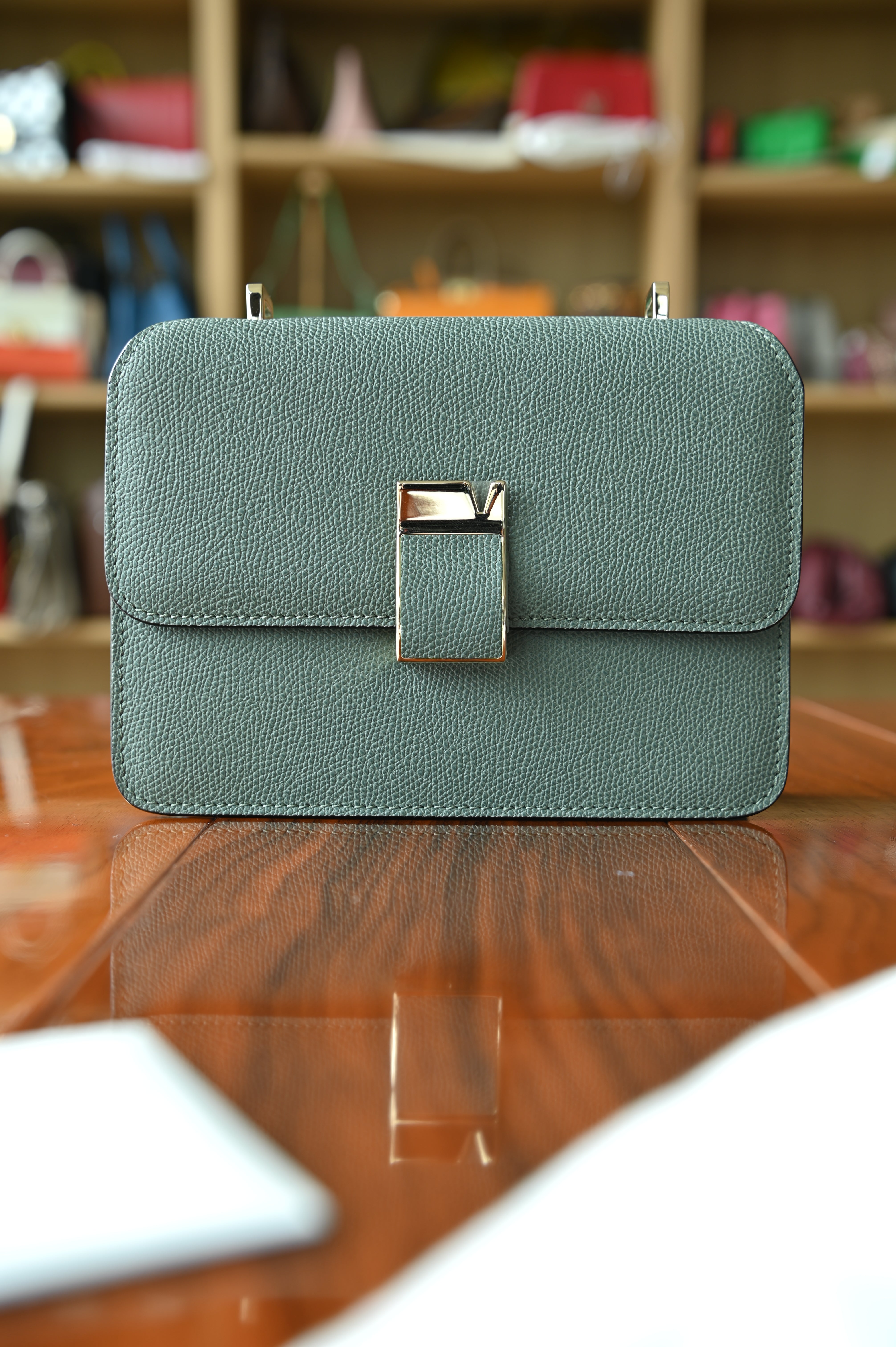Valextra Green Nolo Crossbody Bag