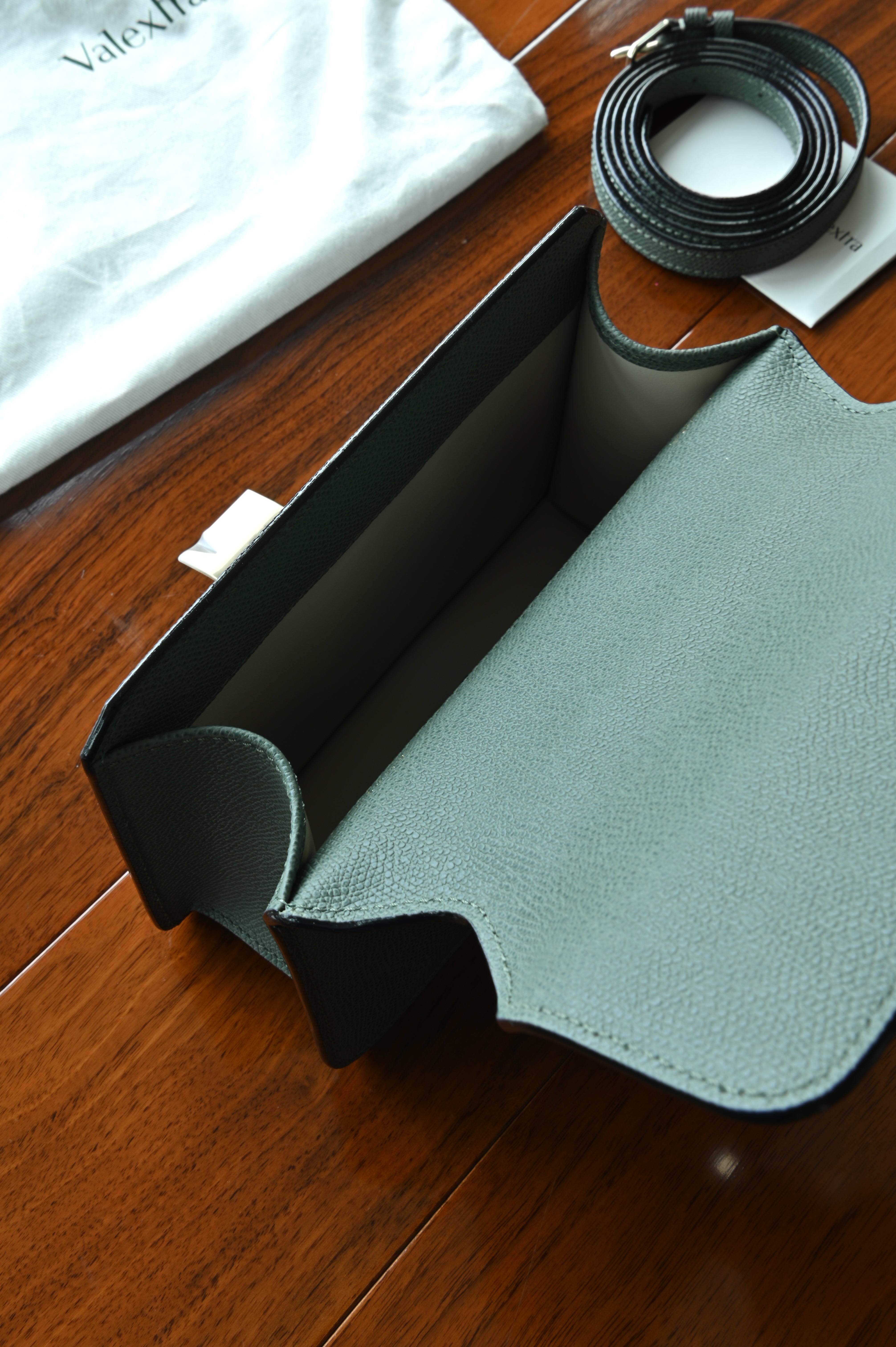 Valextra Green Nolo Crossbody Bag in