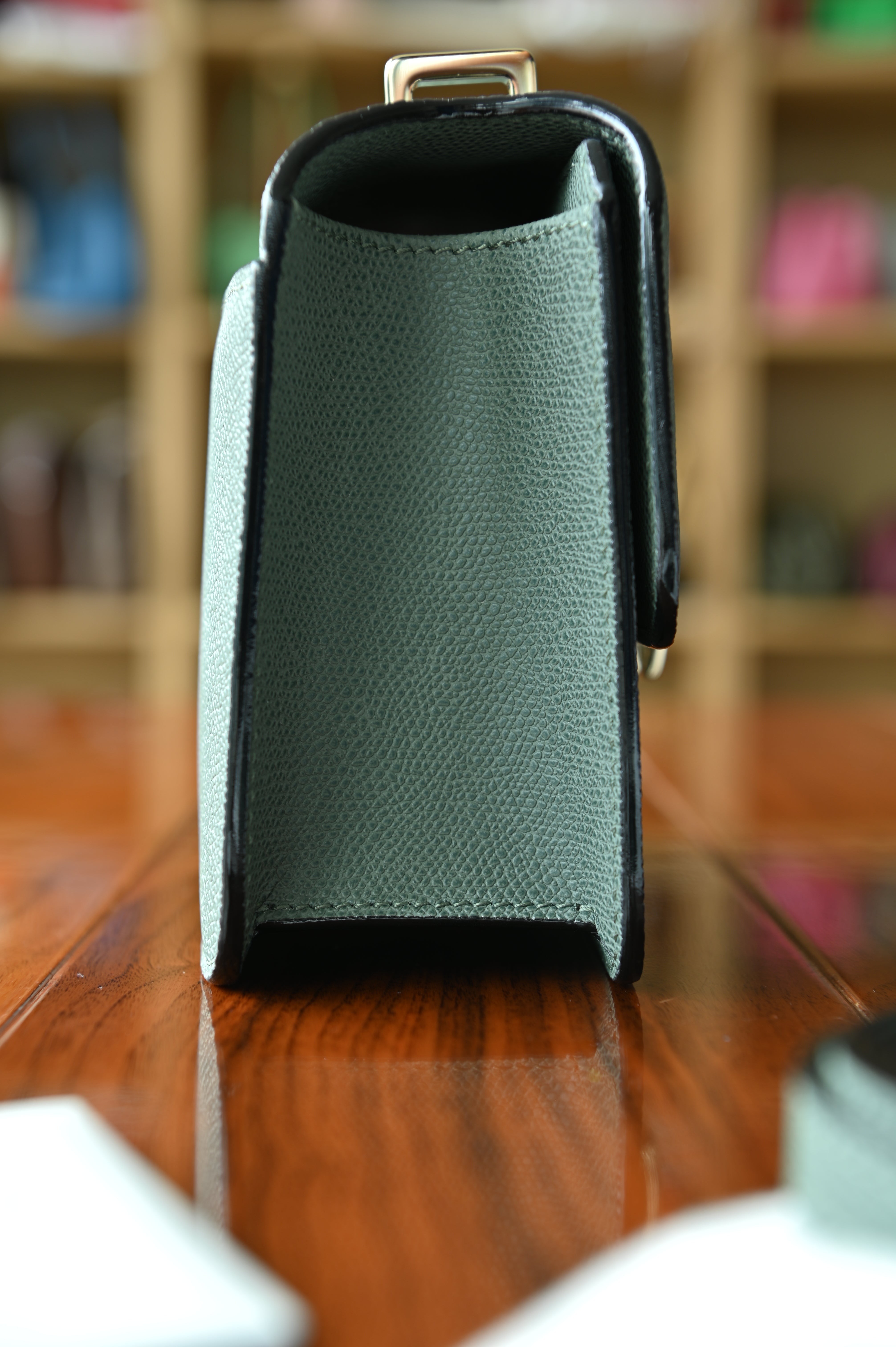 Valextra Green Nolo Crossbody Bag side two