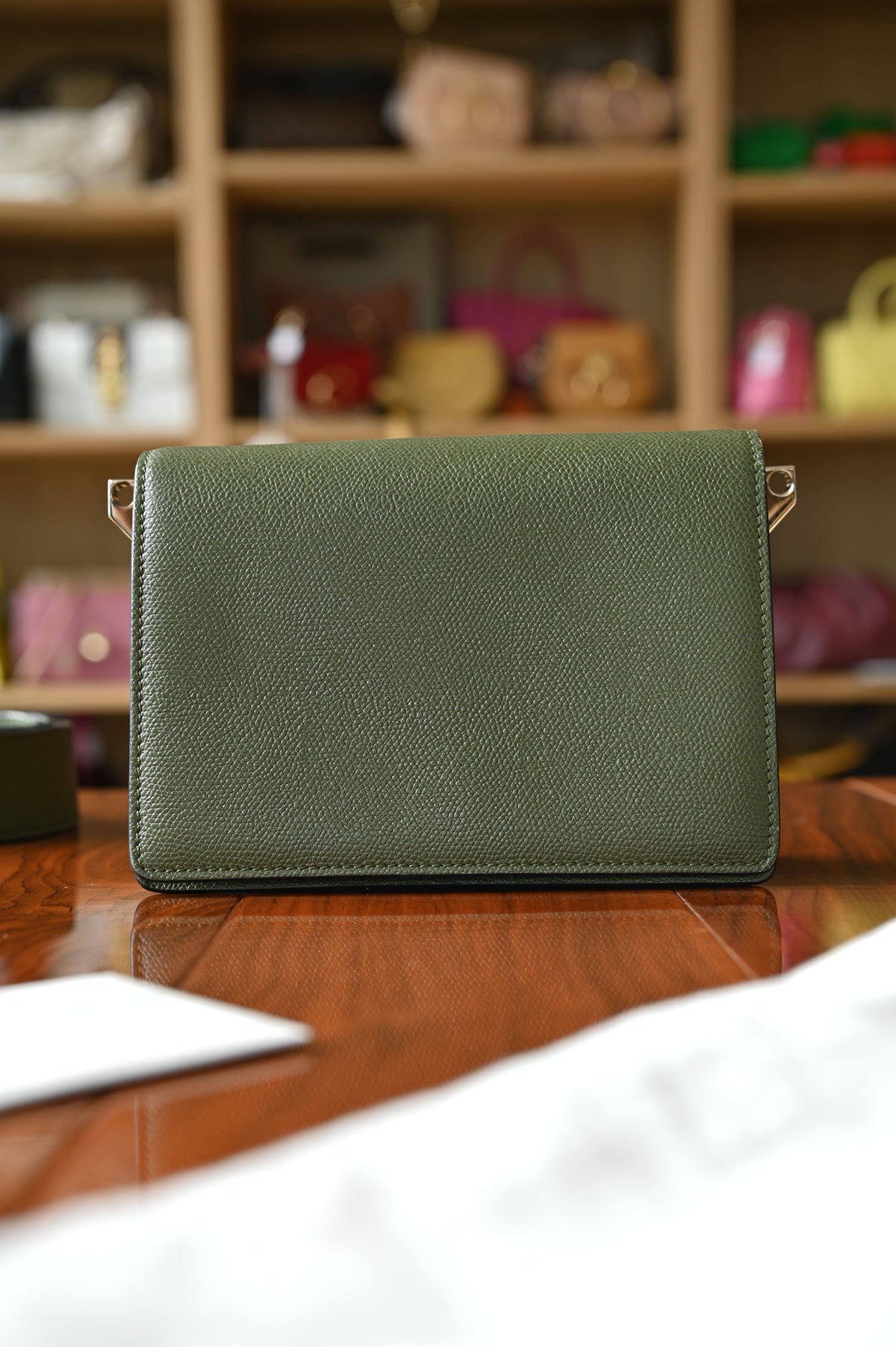 Valextra Olive Green Shoulder Bag