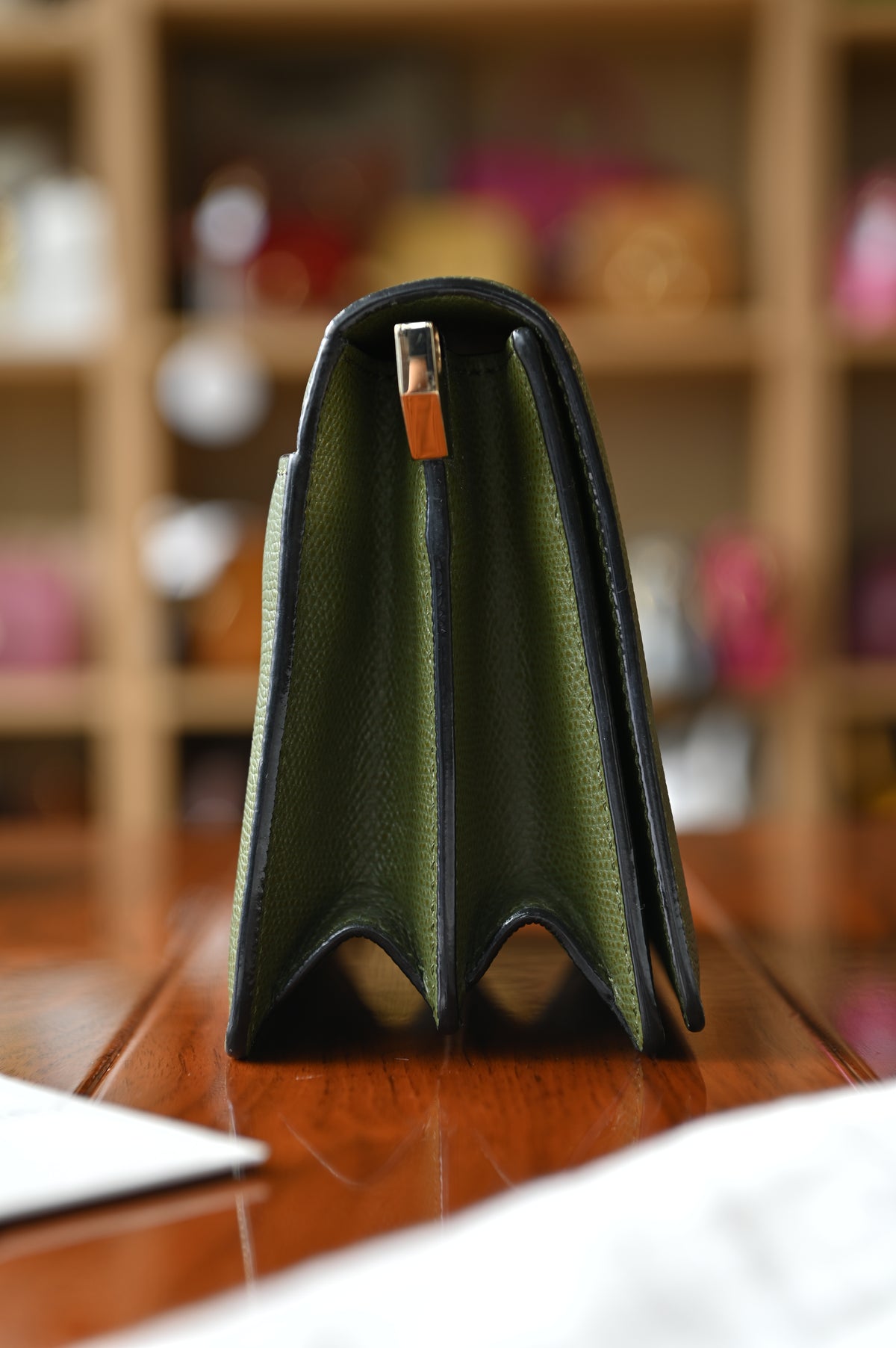 Valextra Olive Green Shoulder Bag side two