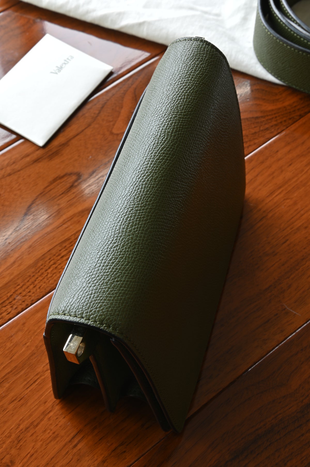 Valextra Olive Green Shoulder Bag top