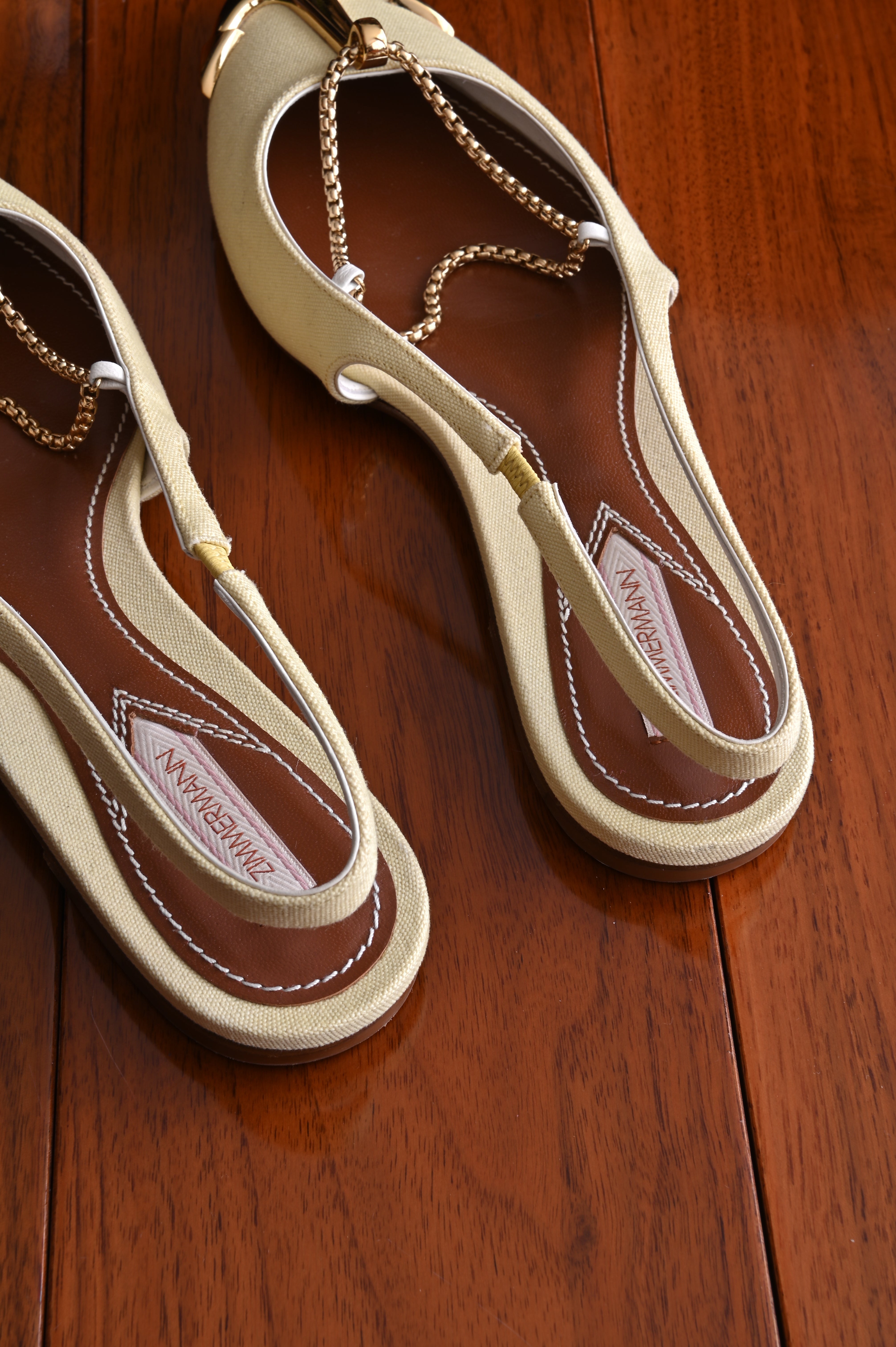 Zimmermann Gold Anchor Slingback Flats