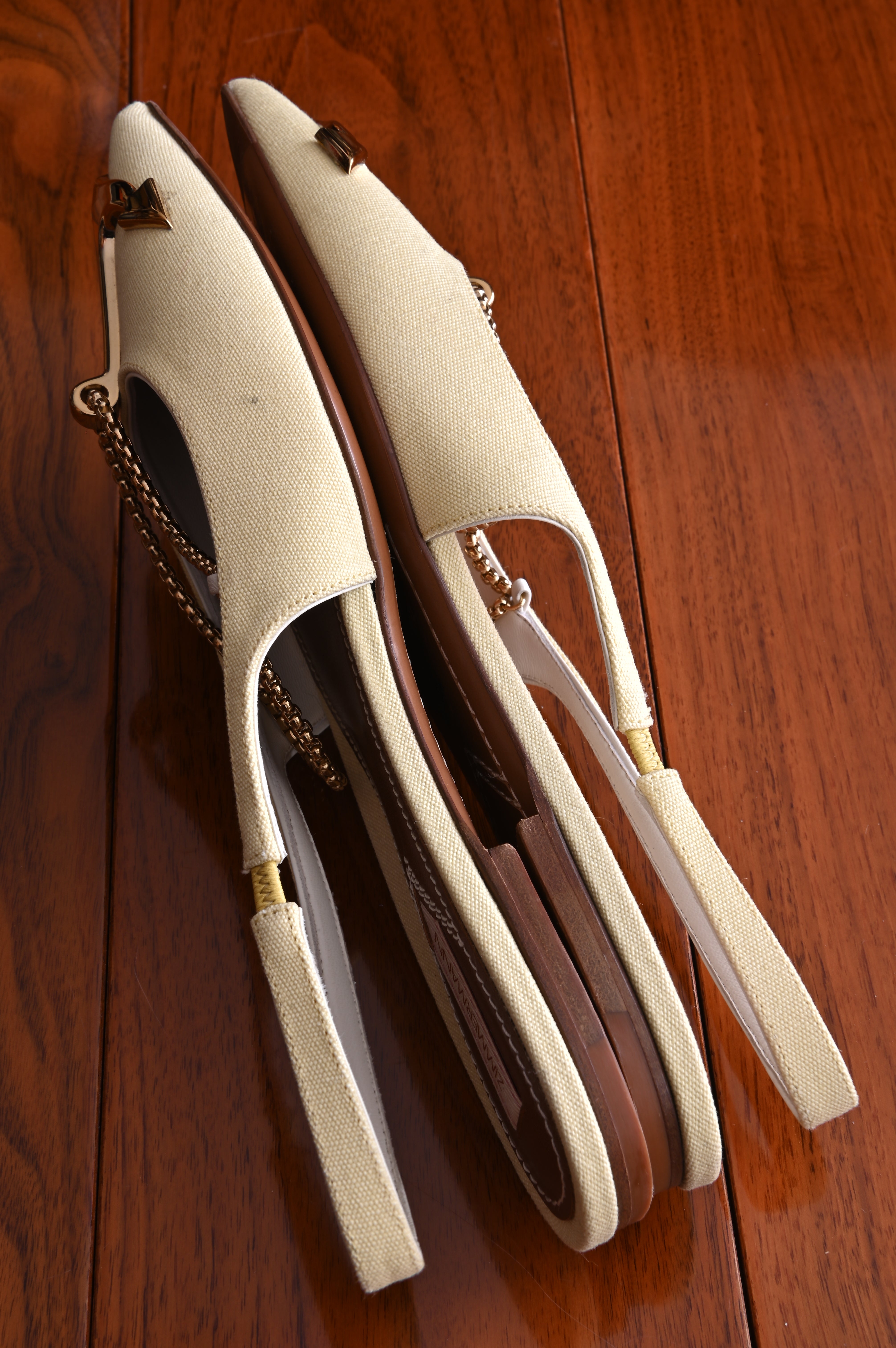 Zimmermann Gold Anchor Slingback Flats