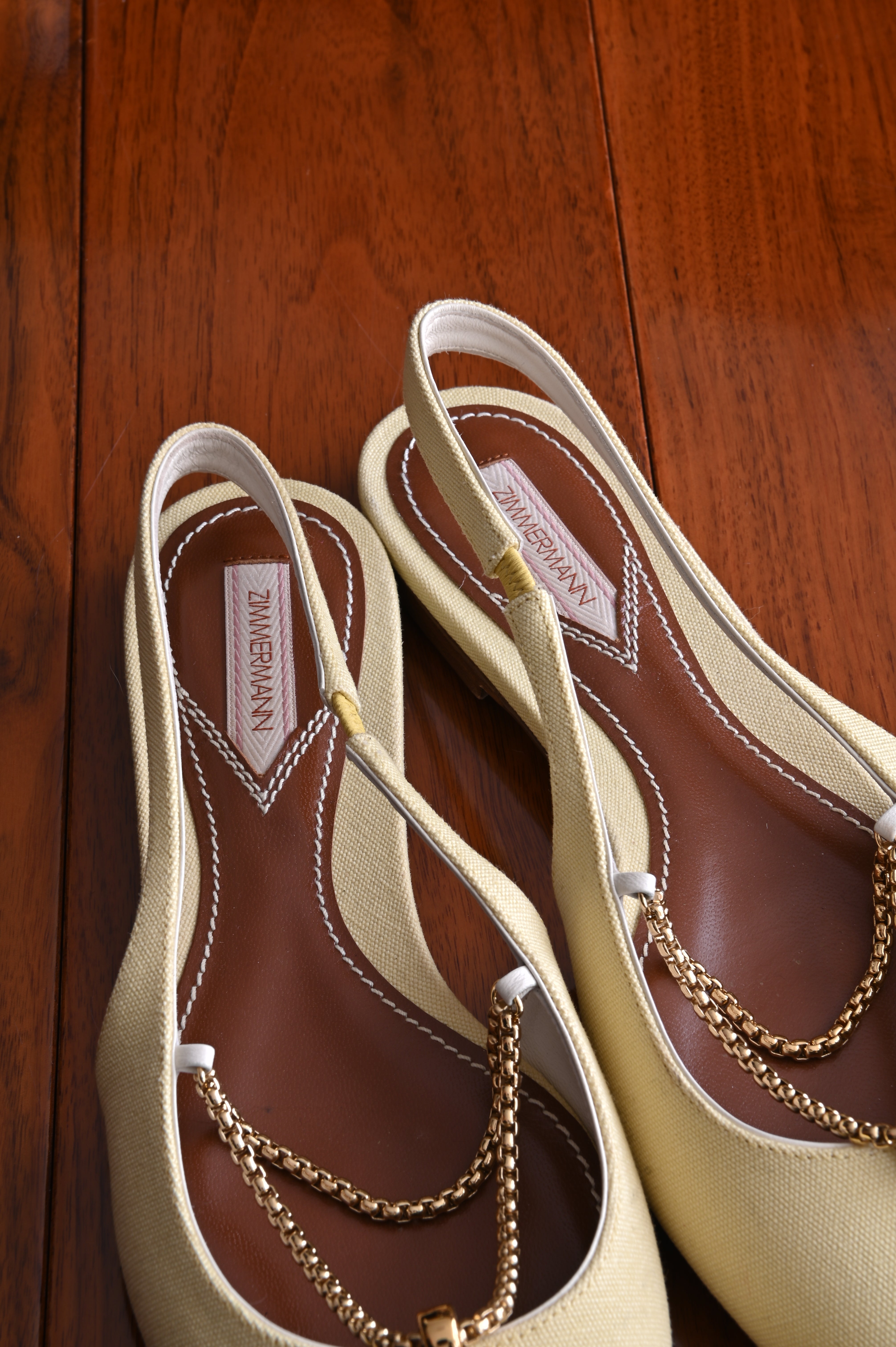 Zimmermann Gold Anchor Slingback Flats