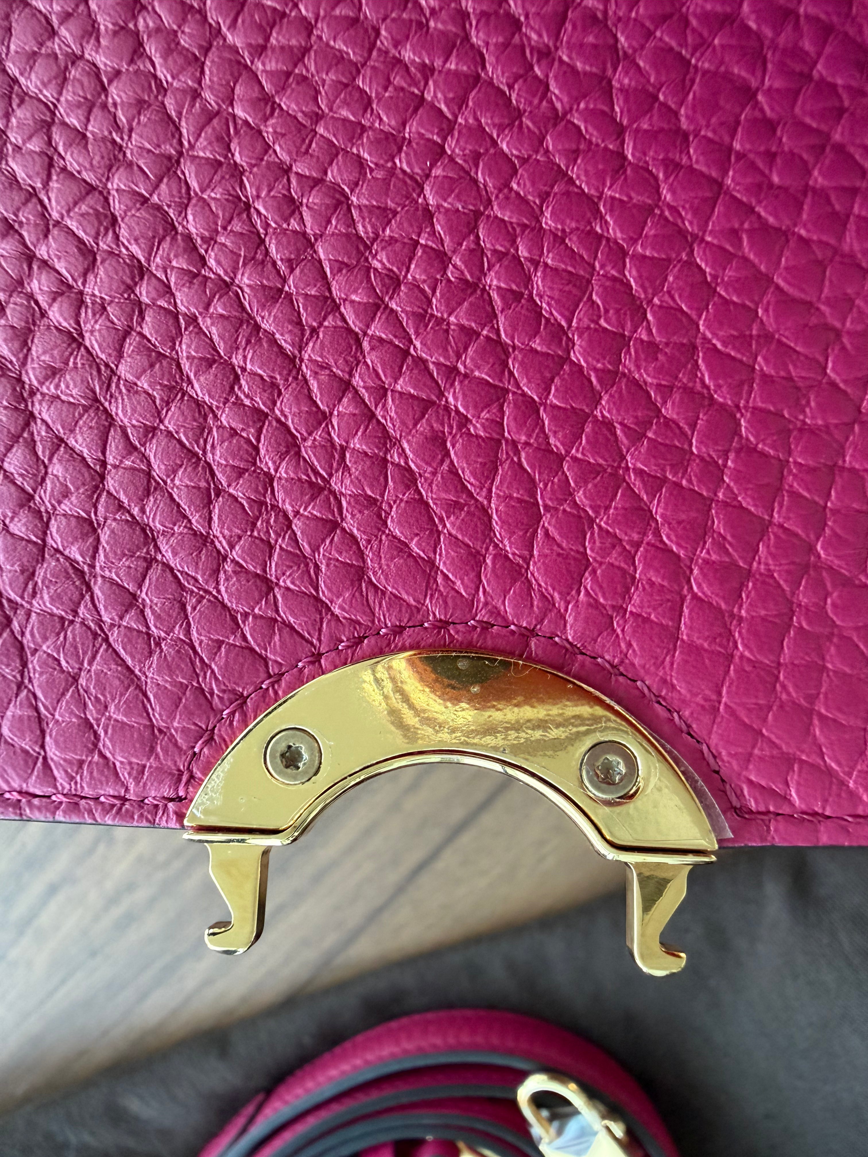 Authentic preloved Moynat Rejane BB – Taurillon leather grain detail