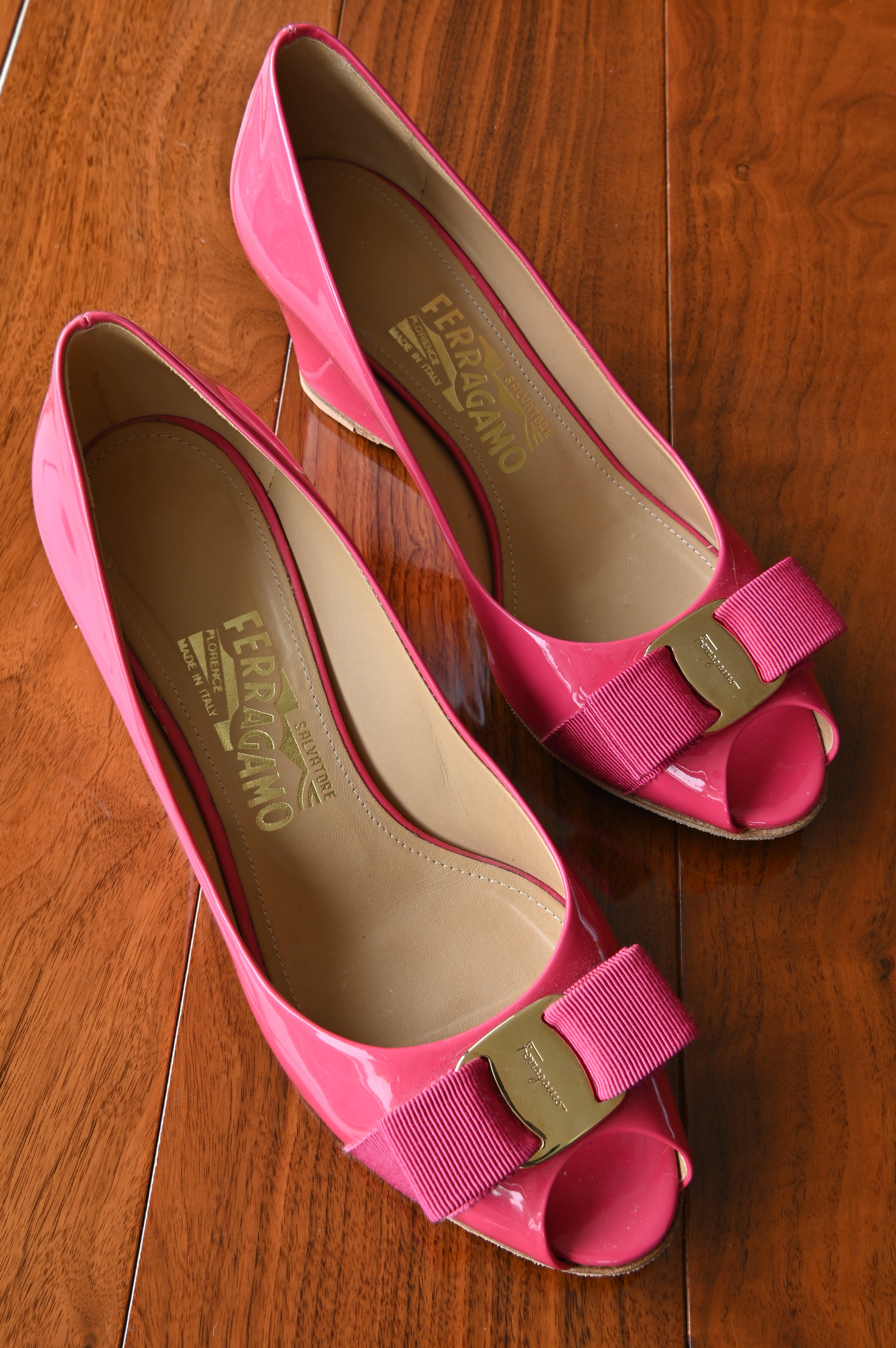 Salvatore Ferragamo Vara Bow Wedge Pumps